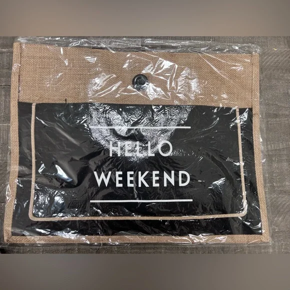 Hello Weekend Burlap Tote - Picture 2 of 2